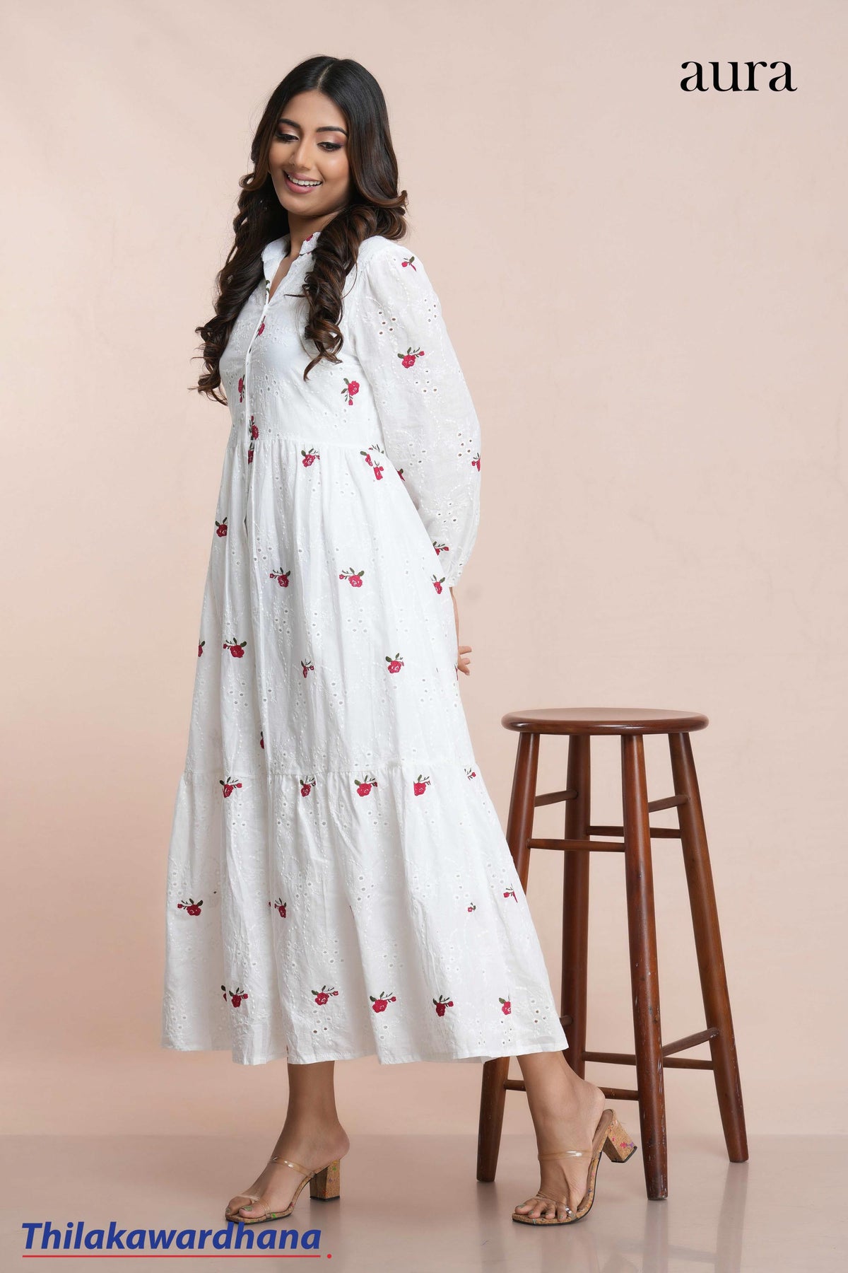 Aura Charming Embroidered White Dress