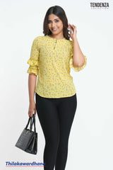 Tendenza 3/4 Sleeve Floral Printed Top