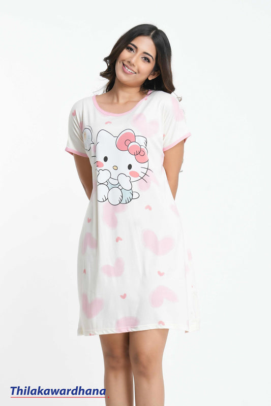 Printed Night Dress - Free Size