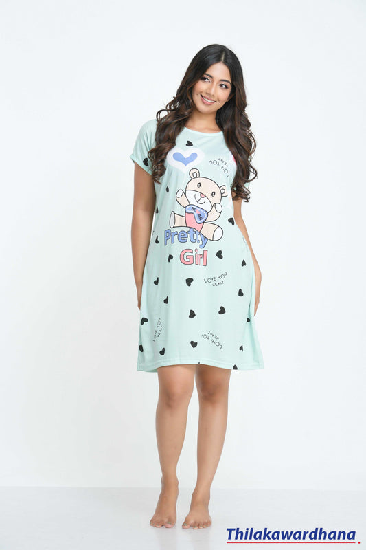 Printed Night Dress - Free Size