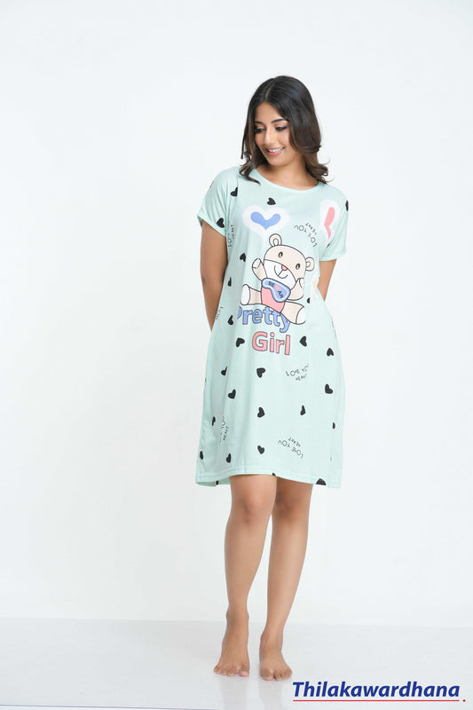 Printed Night Dress - Free Size