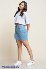 Akasi Button Detailed Denim Skort
