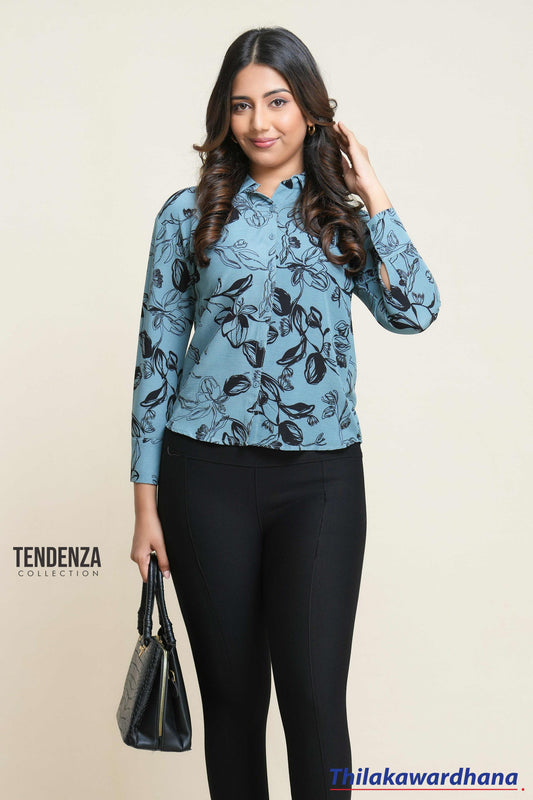 Tendenza Button-Up Printed Blouse