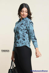 Tendenza Button-Up Printed Blouse