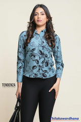 Tendenza Button-Up Printed Blouse