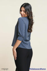Engage Button Detailed 3/4 Sleeve Top