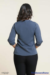 Engage Button Detailed 3/4 Sleeve Top