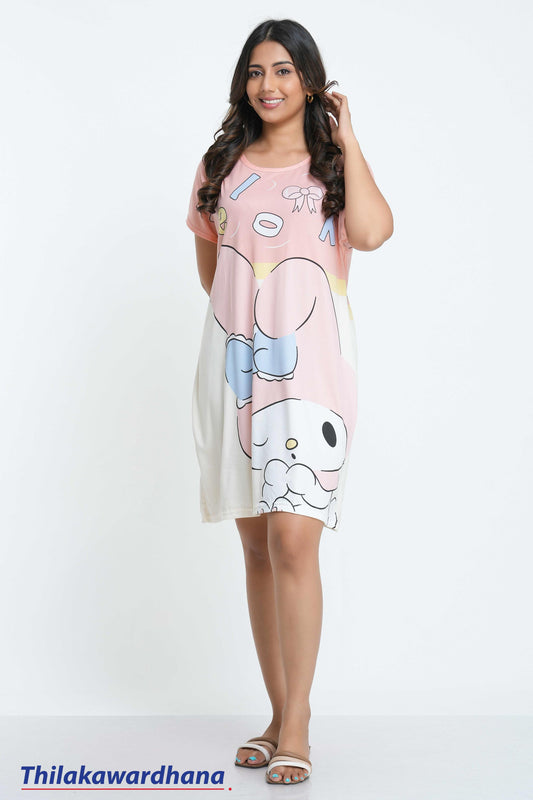 Printed Night Dress - Free Size