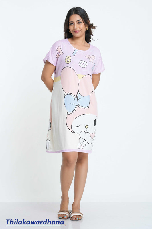 Printed Night Dress - Free Size