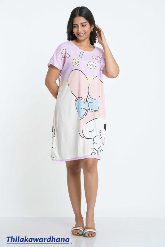Printed Night Dress - Free Size