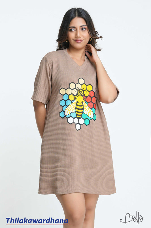 Bella Honeycomb Bee Graphic Waffle Dress