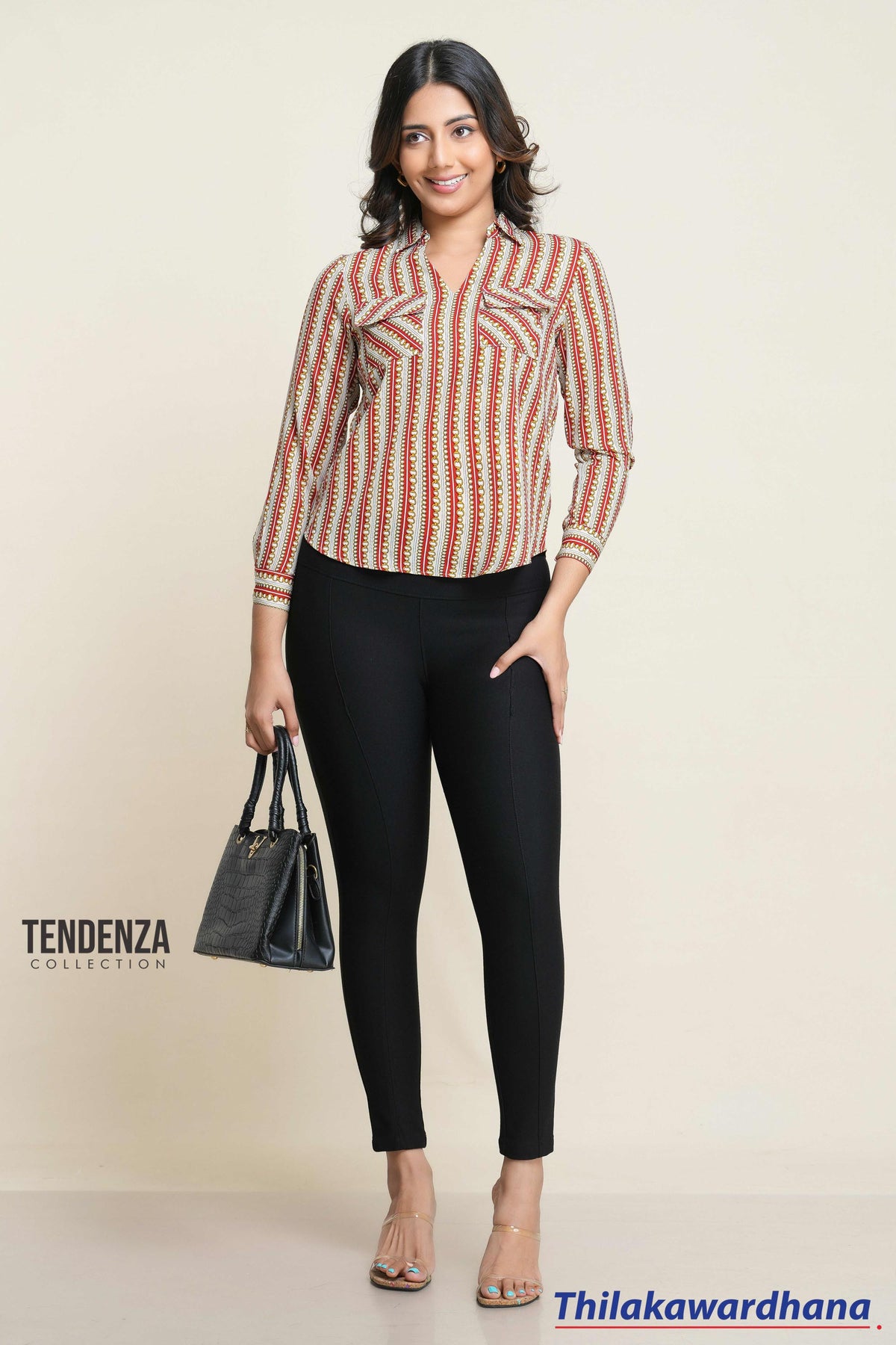 Tendenza Front Pocket Long Sleeve Top