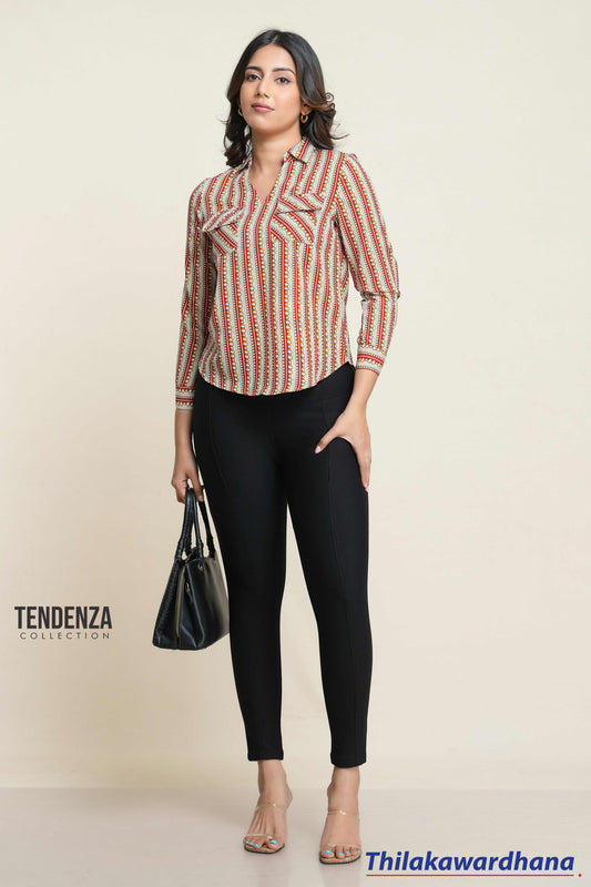 Tendenza Front Pocket Long Sleeve Top