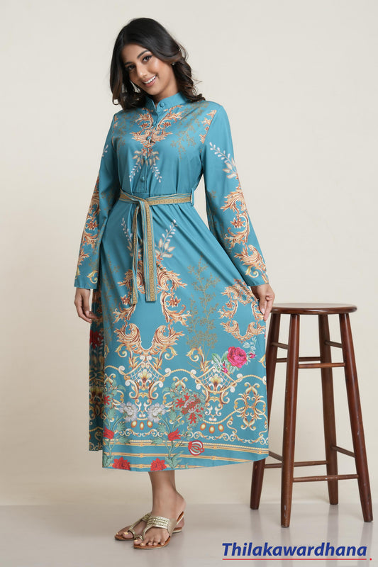 Teal Royale Printed Maxi Dress