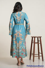 Teal Royale Printed Maxi Dress