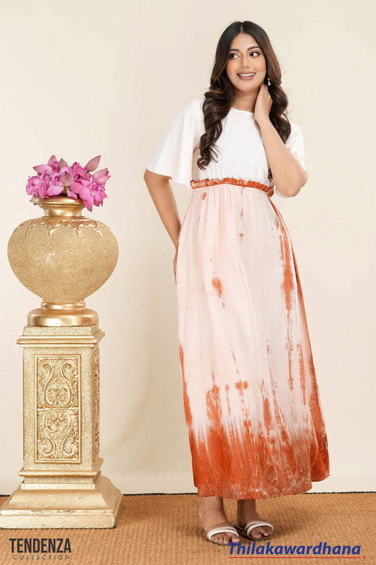 Tendenza Waist Gathered Flared Sleeve Dress