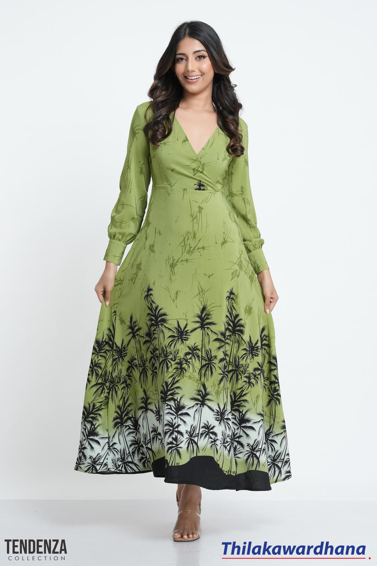 Tendenza V Neck Sunset Maxi Dress