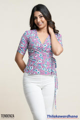 Tendenza Floral Printed Wrap Top