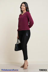 Tendenza Puff Sleeve V Neck Top