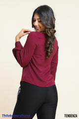 Tendenza Puff Sleeve V Neck Top