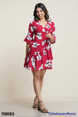 Tendenza Ruffle Hem Wrap Mini Dress