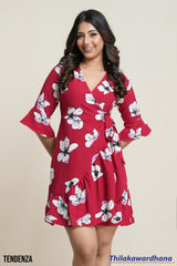 Tendenza Ruffle Hem Wrap Mini Dress
