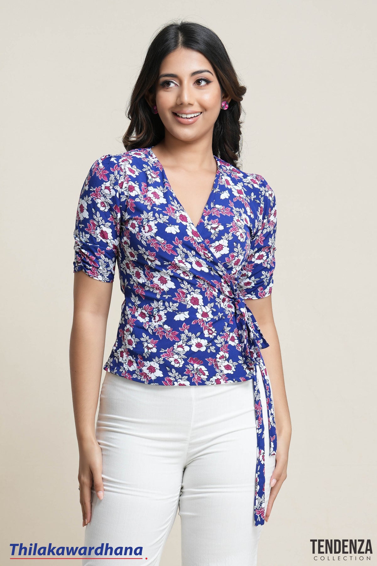 Tendenza Floral Printed Wrap Top