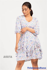 Aura Frilled Hem Printed Dress