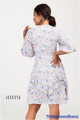 Aura Frilled Hem Printed Dress