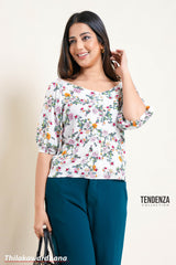 Tendenza Floral Printed Off Shoulder Top