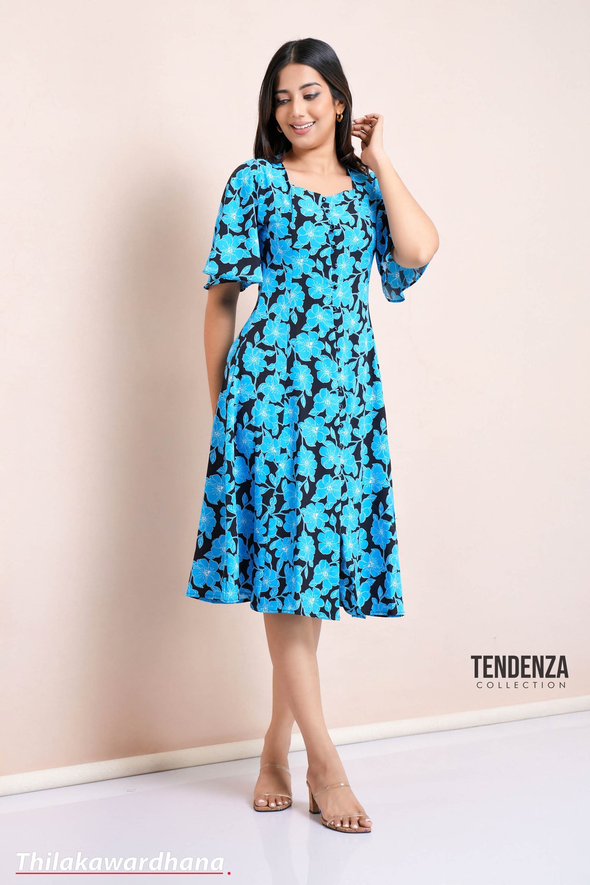 Tendenza Princess Line Printed Midi Dress
