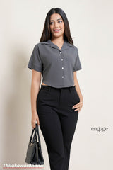 Engage Lapel Collared Button Down Top