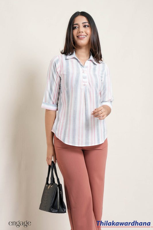 Engage Dreamy Pastel Stripes Top