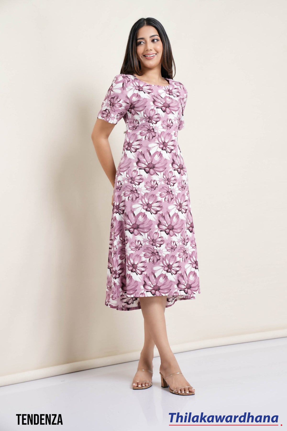Tendenza Asymmetrical Hemline Midi Dress