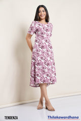 Tendenza Asymmetrical Hemline Midi Dress