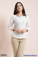 Tendenza Bishop Sleeve Button Front Top