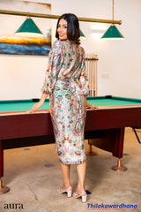 Aura Satin Luxe Paisley Dress