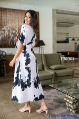 Tendenza Crossover V Neck Maxi Dress