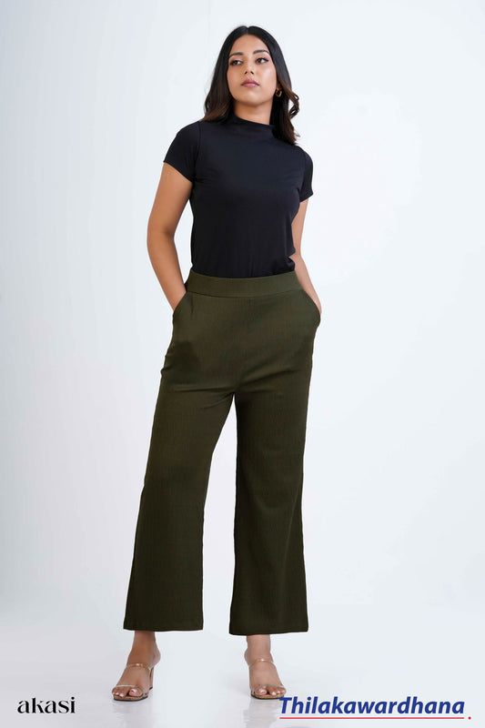 Akasi Olive Grace Relaxed Fit Trouser