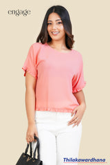 Engage Peach Petal Ruffle Top