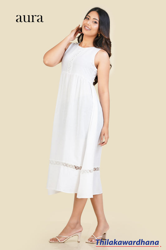 Aura Lace Inserted Midi Dress