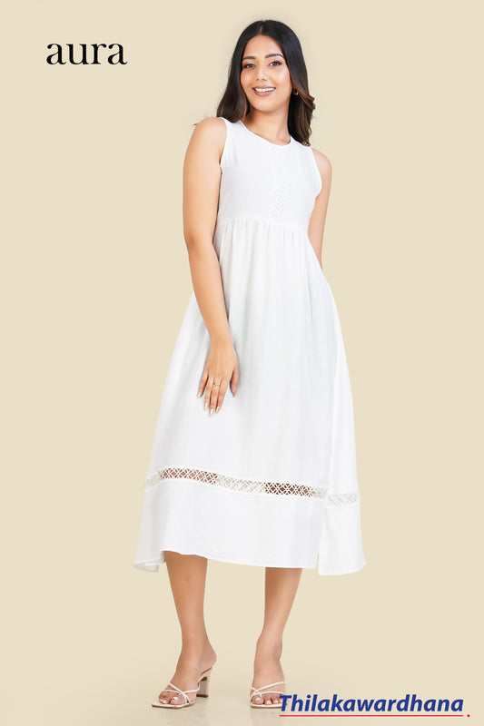 Aura Lace Inserted Midi Dress