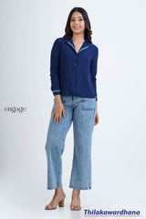 Engage Indigo Edge Embroidered Blouse