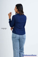 Engage Indigo Edge Embroidered Blouse