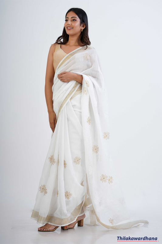 Embroidered Cotton Saree