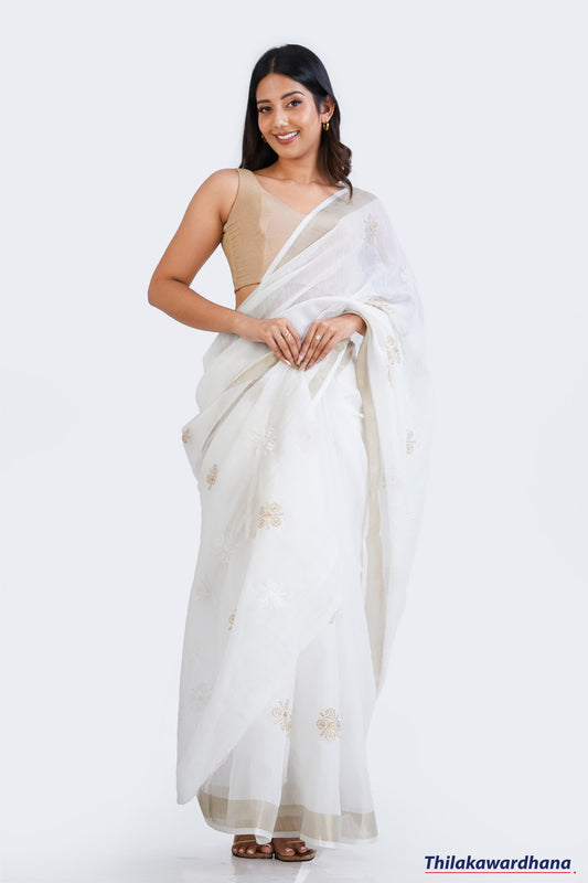 Embroidered Cotton Saree