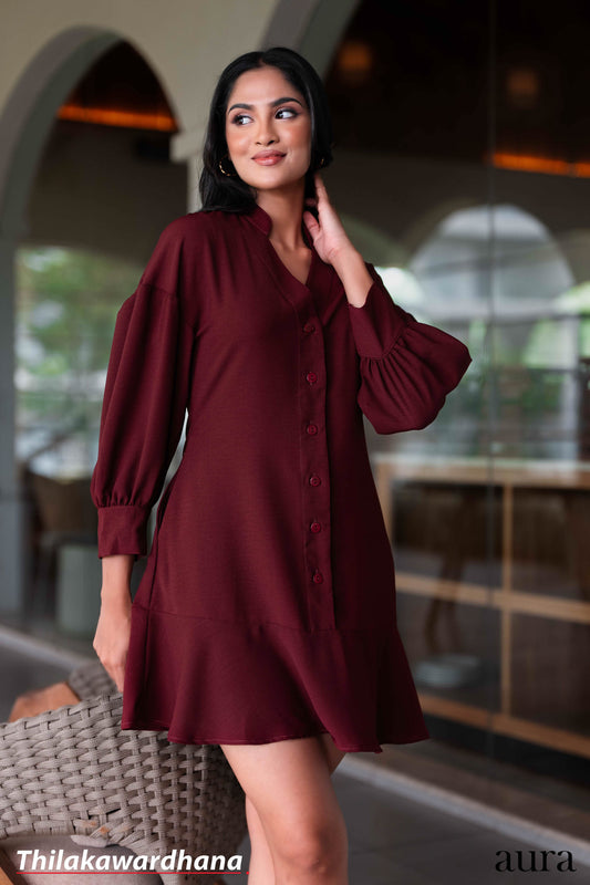 Aura Garnet Grace Button Down Dress