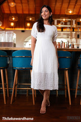 Tendenza Square Neckline Frilled Hem Midi Dress