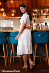 Tendenza Square Neckline Frilled Hem Midi Dress