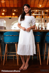 Tendenza Square Neckline Frilled Hem Midi Dress